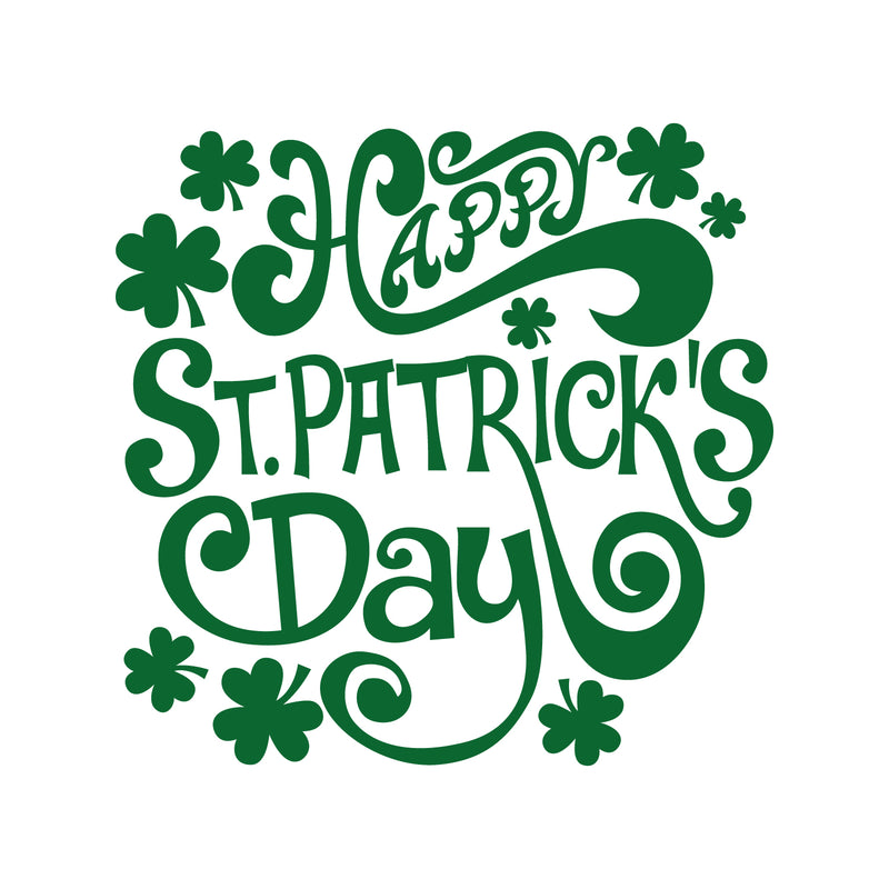 St Patrick’s Day Vinyl Wall Art Decal - Happy St Patrick’s Day - 22" x 23" - St Patty’s Holiday Home Living Room Bedroom Workplace Sticker - Indoor Outdoor Office Apartment Decor (22" x 23"; Green) 1