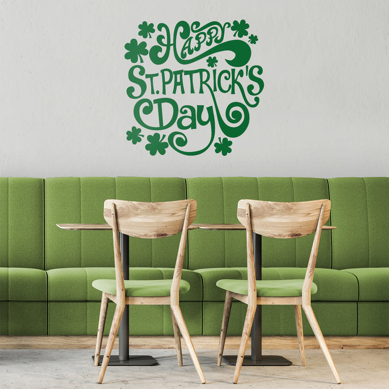 St Patrick’s Day Vinyl Wall Art Decal - Happy St Patrick’s Day - 22" x 23" - St Patty’s Holiday Home Living Room Bedroom Workplace Sticker - Indoor Outdoor Office Apartment Decor (22" x 23"; Green) 3