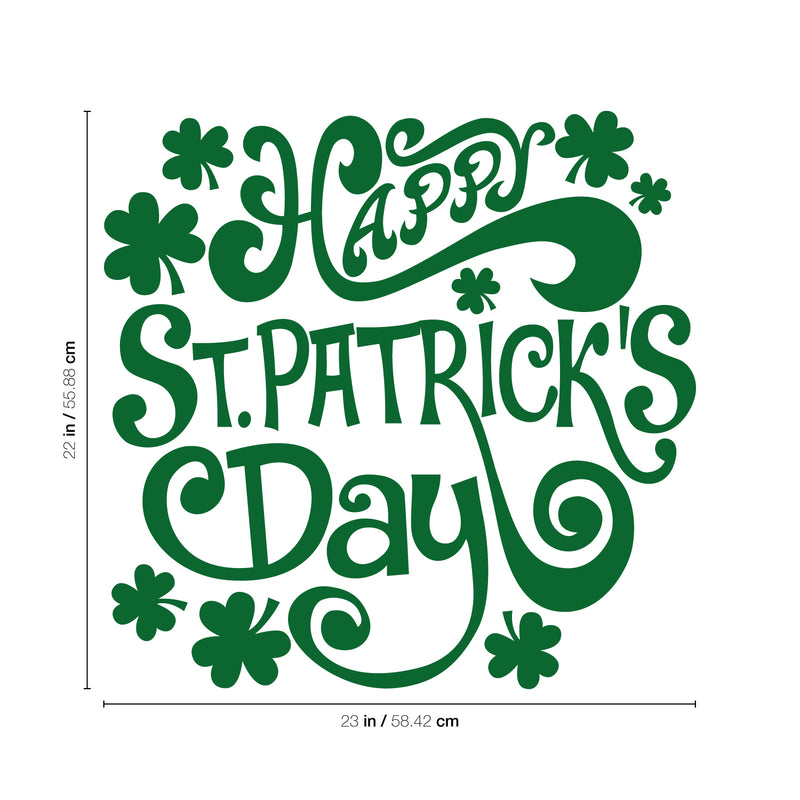 St Patrick’s Day Vinyl Wall Art Decal - Happy St Patrick’s Day - 22" x 23" - St Patty’s Holiday Home Living Room Bedroom Workplace Sticker - Indoor Outdoor Office Apartment Decor (22" x 23"; Green) 4