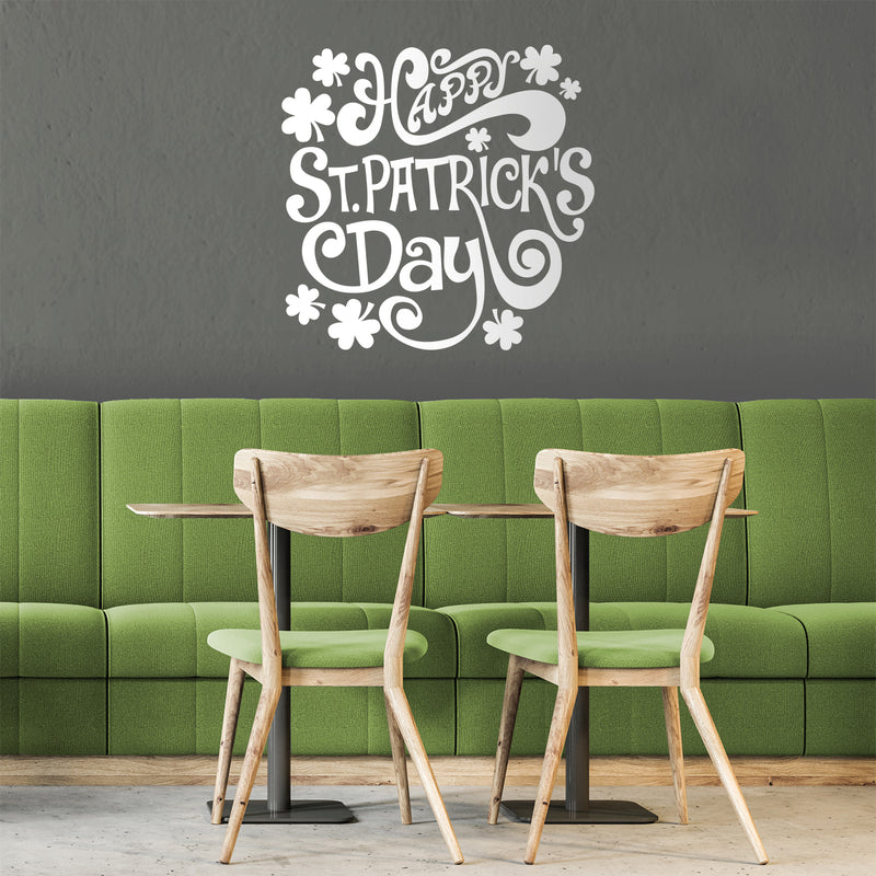 St Patrick’s Day Vinyl Wall Art Decal - Happy St Patrick’s Day - 22" x 23" - St Patty’s Holiday Home Living Room Bedroom Workplace Sticker - Indoor Outdoor Office Apartment Decor (22" x 23"; White) 3