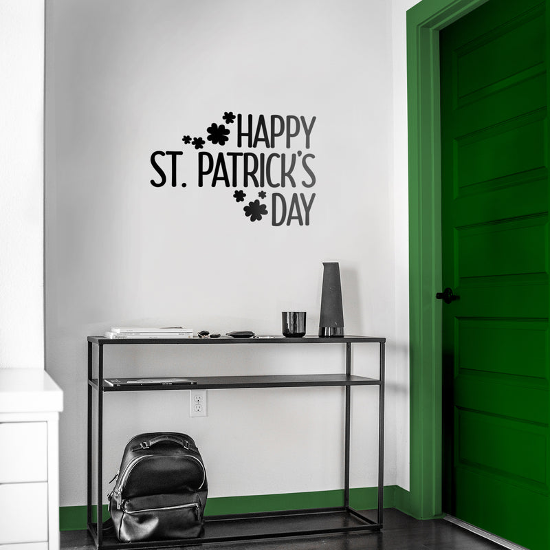 St Patrick’s Day Vinyl Wall Art Decal - Happy St Patrick’s Day - 16" x 23" - St Patty’s Holiday Home Living Room Bedroom Sticker - Indoor Outdoor Office Workplace Apartment Decor (16" x 23"; Black) 3