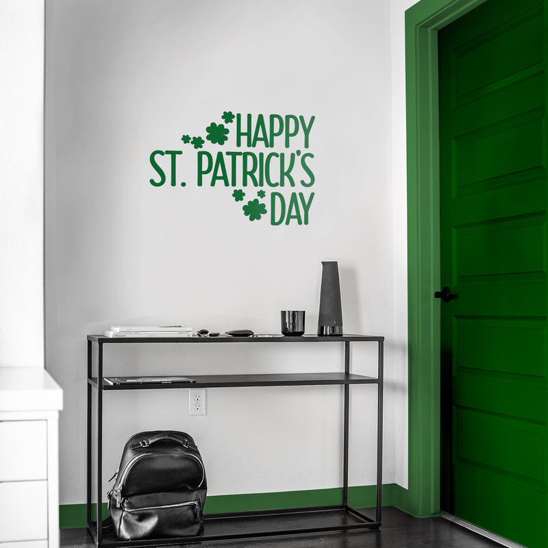 St Patrick’s Day Vinyl Wall Art Decal - Happy St Patrick’s Day - 16" x 23" - St Patty’s Holiday Home Living Room Bedroom Sticker - Indoor Outdoor Office Workplace Apartment Decor (16" x 23"; Green) 2