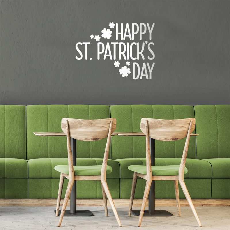 St Patrick’s Day Vinyl Wall Art Decal - Happy St Patrick’s Day - 16" x 23" - St Patty’s Holiday Home Living Room Bedroom Sticker - Indoor Outdoor Office Workplace Apartment Decor (16" x 23"; White) 3