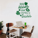 St Patrick’s Day Vinyl Wall Art Decal - Irish Kisses and Shamrock Wishes - 23" x 23" - St Patty’s Holiday Home Living Room Bedroom Sticker - Coffee Shop Bar Apartment Decor (23" x 23"; Green) 3