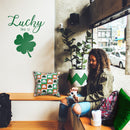 St Patrick’s Day Vinyl Wall Art Decal - Lucky Like A Four Leaf Clover - 23" x 20" - St Patty’s Holiday Coffee Shop Home Living Room Bedroom Office Work Apartment Decor Sticker (23" x 20"; Green) 2