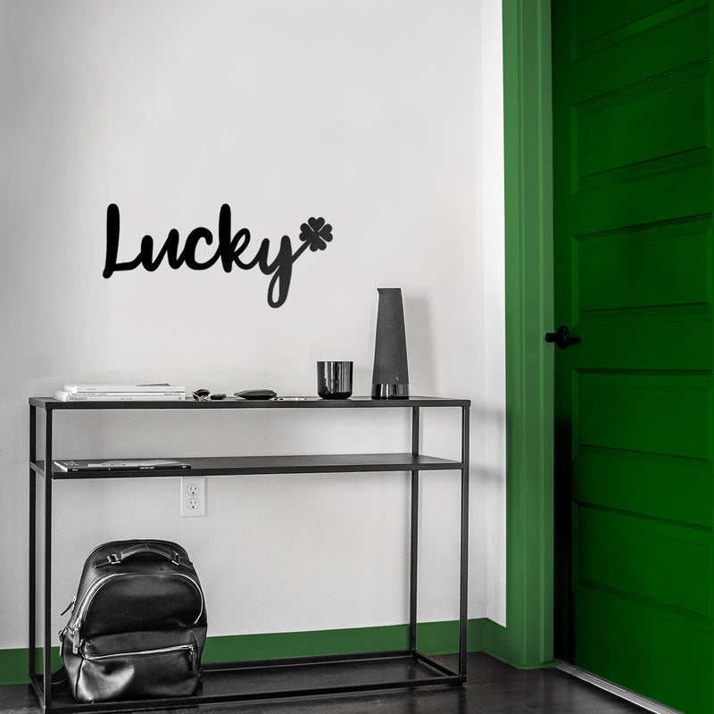 St Patrick’s Day Vinyl Wall Art Decal - Lucky Clover - 10" x 22.5" - St Patty’s Holiday Modern Coffee Shop Home Living Room Bedroom - Trendy Office Work Apartment Indoor Decor (10" x 22.5"; Black) 2