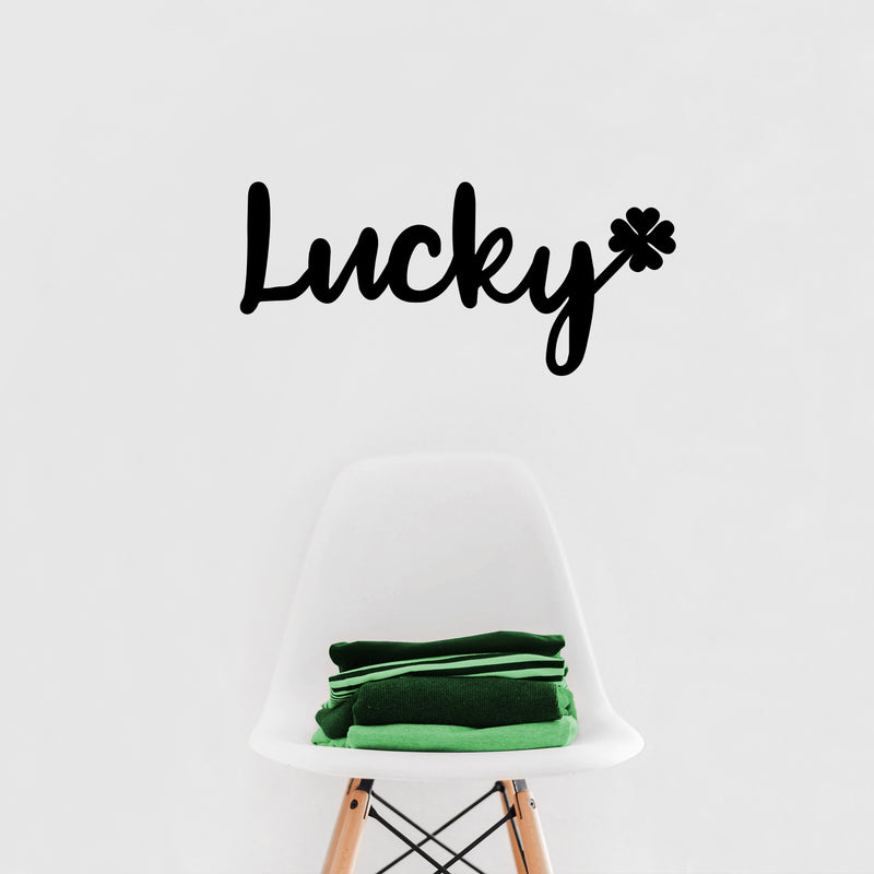 St Patrick’s Day Vinyl Wall Art Decal - Lucky Clover - - St Patty’s Holiday Modern Coffee Shop Home Living Room Bedroom - Trendy Office Work Apartment Indoor Decor (; Black) 3