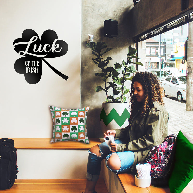 St Patrick’s Day Vinyl Wall Art Decal - Luck of The Irish - 23" x 23" - St Patty’s Holiday Modern Coffee Shop Home Living Room Bedroom - Trendy Office Work Apartment Indoor Decor (23" x 23"; Black) 2