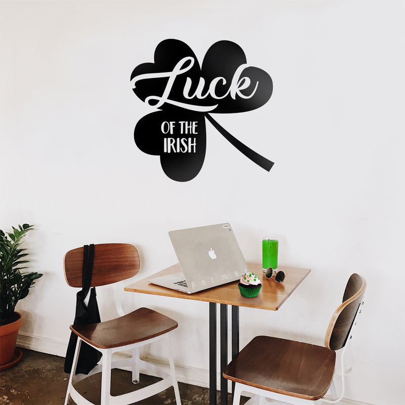 St Patrick’s Day Vinyl Wall Art Decal - Luck of The Irish - 23" x 23" - St Patty’s Holiday Modern Coffee Shop Home Living Room Bedroom - Trendy Office Work Apartment Indoor Decor (23" x 23"; Black) 3