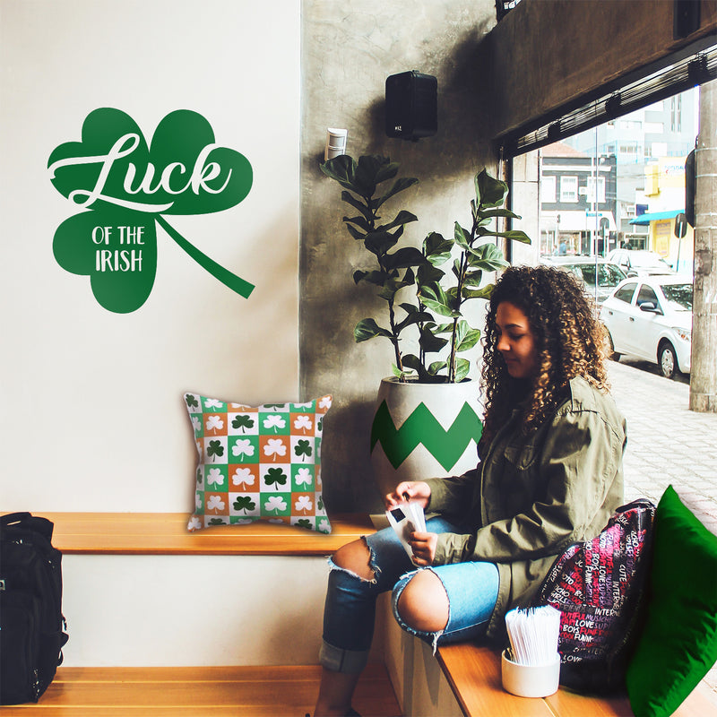 St Patrick’s Day Vinyl Wall Art Decal - Luck of The Irish - 23" x 23" - St Patty’s Holiday Modern Coffee Shop Home Living Room Bedroom - Trendy Office Work Apartment Indoor Decor (23" x 23"; Green) 2