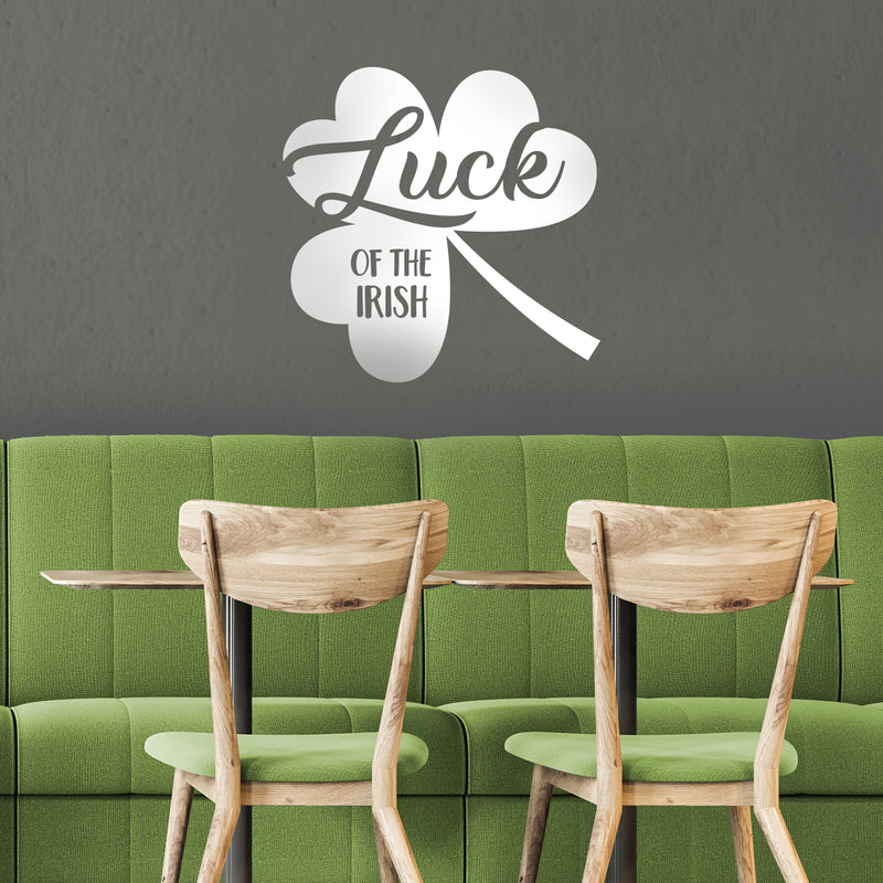 St Patrick’s Day Vinyl Wall Art Decal - Luck of The Irish - 23" x 23" - St Patty’s Holiday Modern Coffee Shop Home Living Room Bedroom - Trendy Office Work Apartment Indoor Decor (23" x 23"; White) 2