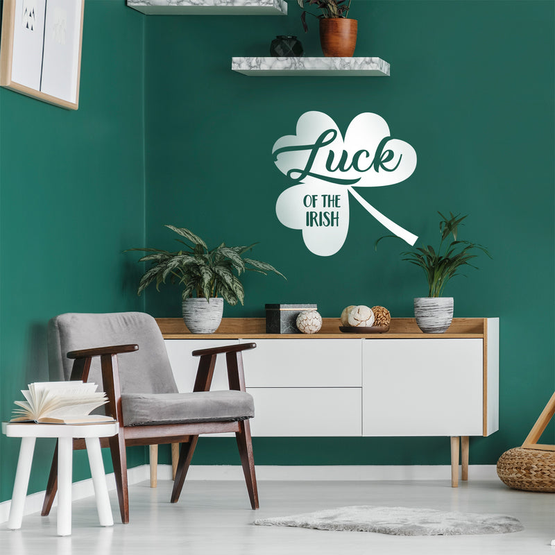 St Patrick’s Day Vinyl Wall Art Decal - Luck of The Irish - 23" x 23" - St Patty’s Holiday Modern Coffee Shop Home Living Room Bedroom - Trendy Office Work Apartment Indoor Decor (23" x 23"; White) 3