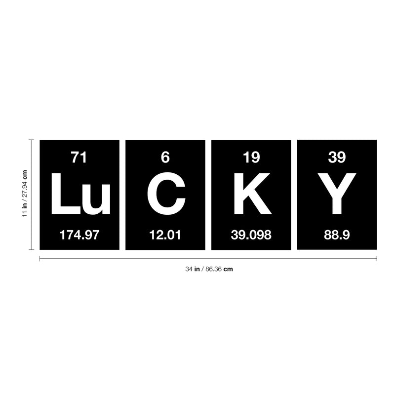 St Patrick’s Day Vinyl Wall Art Decal - Lucky Table of Elements - 11" x 34" - St Patty’s Holiday Modern Science Home Living Room Bedroom Apartment Indoor Office Work Decor (11" x 34"; Black) 1