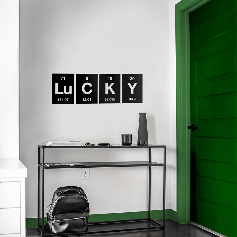 St Patrick’s Day Vinyl Wall Art Decal - Lucky Table of Elements - St Patty’s Holiday Modern Science Home Living Room Bedroom Apartment Indoor Office Work Decor (11" x 34"; Black) 2