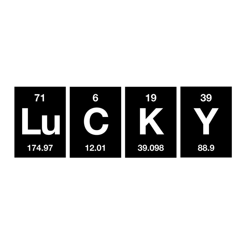 St Patrick’s Day Vinyl Wall Art Decal - Lucky Table of Elements - St Patty’s Holiday Modern Science Home Living Room Bedroom Apartment Indoor Office Work Decor (11" x 34"; Black) 1