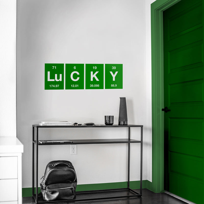 St Patrick’s Day Vinyl Wall Art Decal - Lucky Table of Elements - St Patty’s Holiday Modern Science Home Living Room Bedroom Apartment Indoor Office Work Decor (11" x 34"; Black) 5