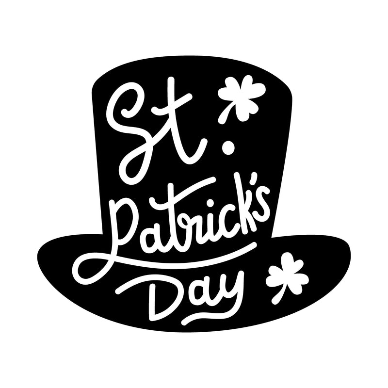 St Patrick’s Day Vinyl Wall Art Decal - St Patrick’s Day Hat Only - - St Patty’s Holiday Modern Coffee Shop Home Living Room Bedroom Apartment Office Work Decor (; Black) 1