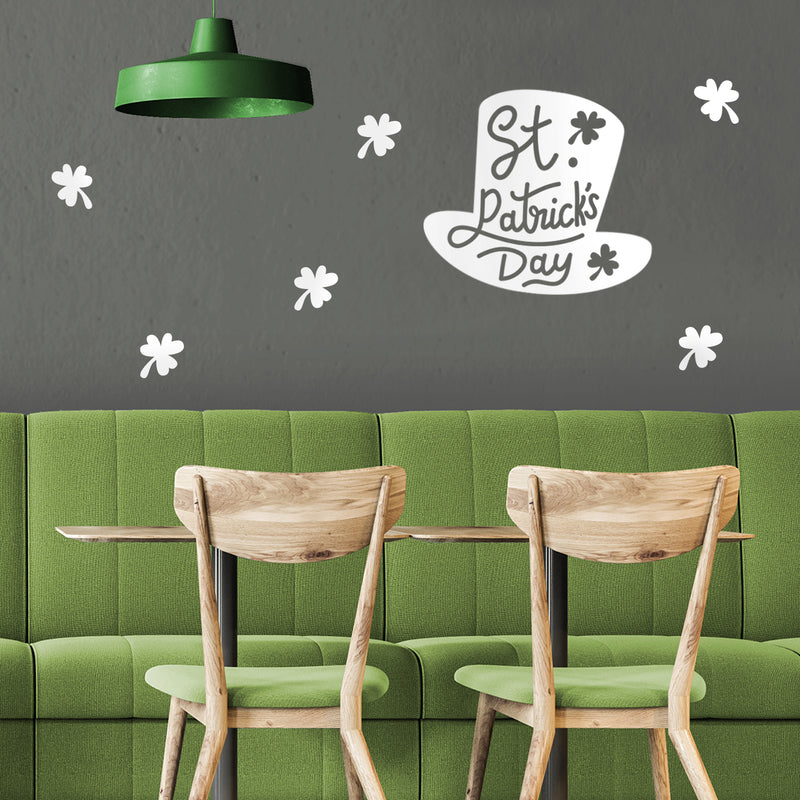 St Patrick’s Day Vinyl Wall Art Decal - St Patrick’s Day Hat Only - 20" x 22.5" - St Patty’s Holiday Modern Coffee Shop Home Living Room Bedroom Apartment Office Work Decor (20" x 22.5"; White) 2