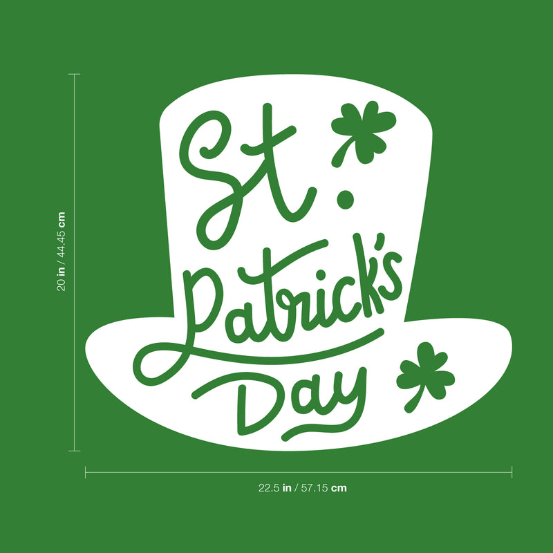 St Patrick’s Day Vinyl Wall Art Decal - St Patrick’s Day Hat Only - 20" x 22.5" - St Patty’s Holiday Modern Coffee Shop Home Living Room Bedroom Apartment Office Work Decor (20" x 22.5"; White) 4