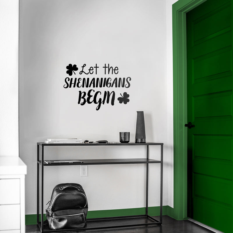 St Patrick’s Day Vinyl Wall Art Decal - Let The Shenanigans Begin - - St Patty’s Holiday Modern Coffee Shop Home Living Room Bedroom Apartment Office Work Decor (; Black) 3