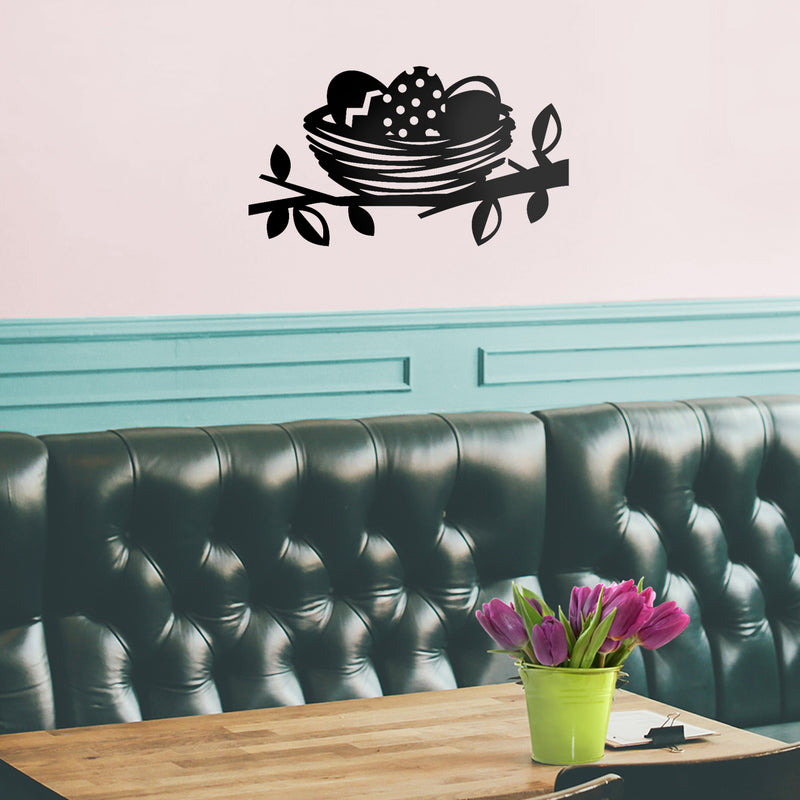 Easter Day Vinyl Wall Art Decal - Easter Egg Nest - Resurrection Sunday Pascha Holiday Modern Cute Home Living Room Bedroom Apartment Office Work Decor (13" x 23"; Black) 4