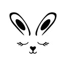 Easter Day Vinyl Wall Art Decal - Sleepy Bunny Face - Resurrection Sunday Pascha Holiday Modern Cute Home Living Room Bedroom Apartment Nursery Office Work Decor (20" x 23"; Black) 3