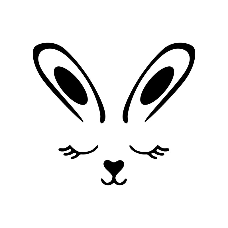 Easter Day Vinyl Wall Art Decal - Sleepy Bunny Face - Resurrection Sunday Pascha Holiday Modern Cute Home Living Room Bedroom Apartment Nursery Office Work Decor (20" x 23"; Black) 3