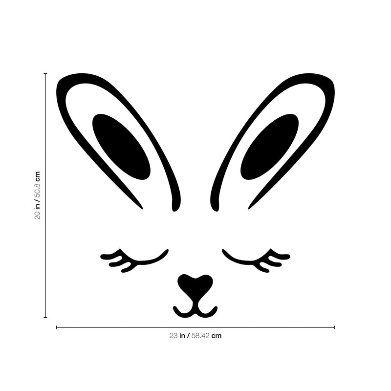 Easter Day Vinyl Wall Art Decal - Sleepy Bunny Face - Resurrection Sunday Pascha Holiday Modern Cute Home Living Room Bedroom Apartment Nursery Office Work Decor (20" x 23"; Black) 4