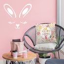 Easter Day Vinyl Wall Art Decal - Sleepy Bunny Face - 20" x 23" - Resurrection Sunday Pascha Holiday Modern Cute Home Living Room Bedroom Apartment Nursery Office Work Decor (20" x 23"; White) 4