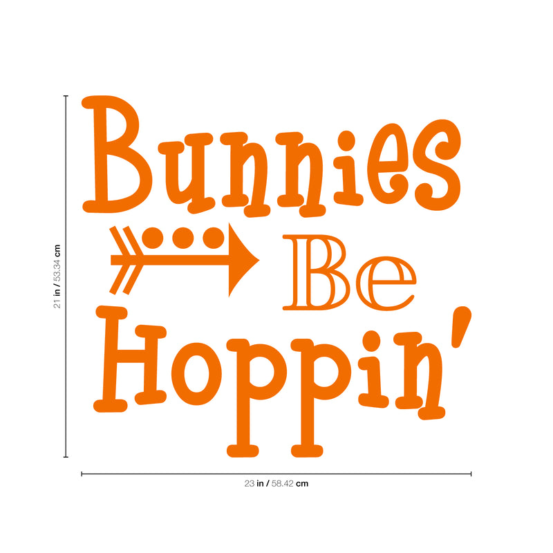 Easter Day Vinyl Wall Art Decal - Bunnies Be Hoppin - 21" x 23" - Resurrection Sunday Pascha Holiday Modern Cute Home Living Room Bedroom Apartment Office Work Decor (21" x 23"; Orange) 4