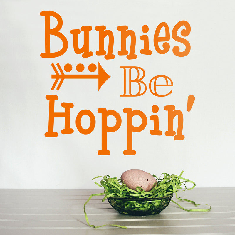 Easter Day Vinyl Wall Art Decal - Bunnies Be Hoppin - 21" x 23" - Resurrection Sunday Pascha Holiday Modern Cute Home Living Room Bedroom Apartment Office Work Decor (21" x 23"; Orange) 3