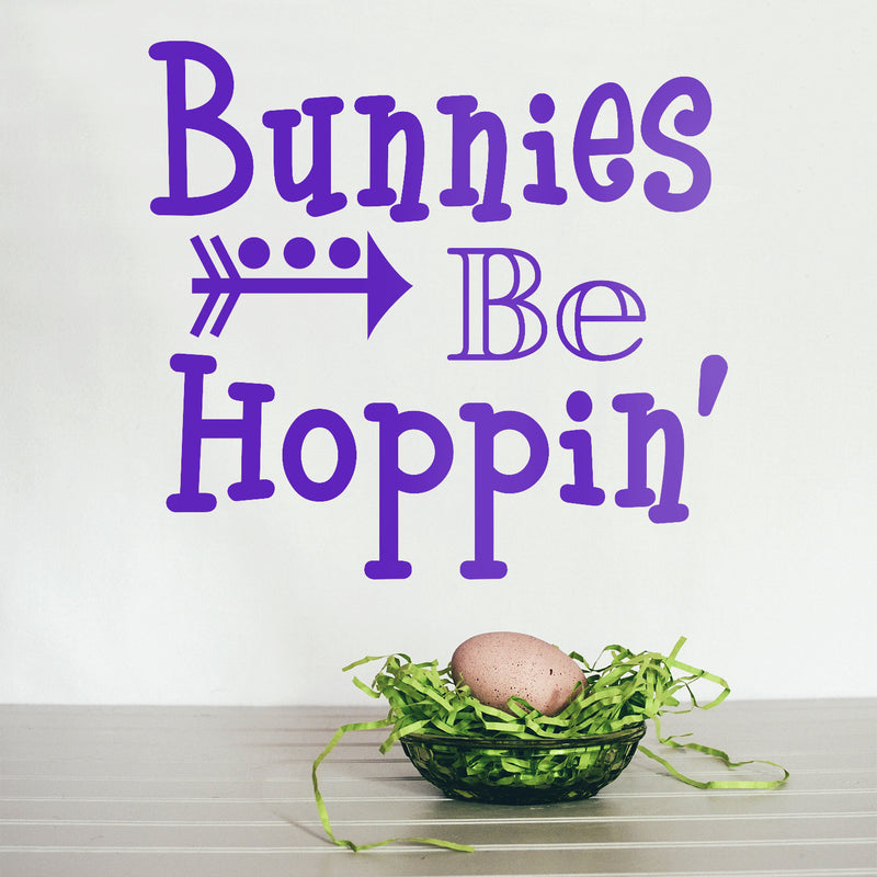 Easter Day Vinyl Wall Art Decal - Bunnies Be Hoppin - 21" x 23" - Resurrection Sunday Pascha Holiday Modern Cute Home Living Room Bedroom Apartment Office Work Decor (21" x 23"; Purple) 4