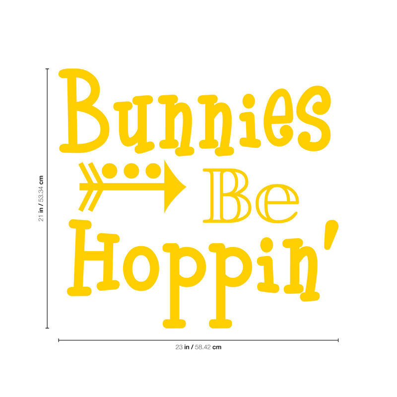 Easter Day Vinyl Wall Art Decal - Bunnies Be Hoppin - 21" x 23" - Resurrection Sunday Pascha Holiday Modern Cute Home Living Room Bedroom Apartment Office Work Decor (21" x 23"; Yellow) 2