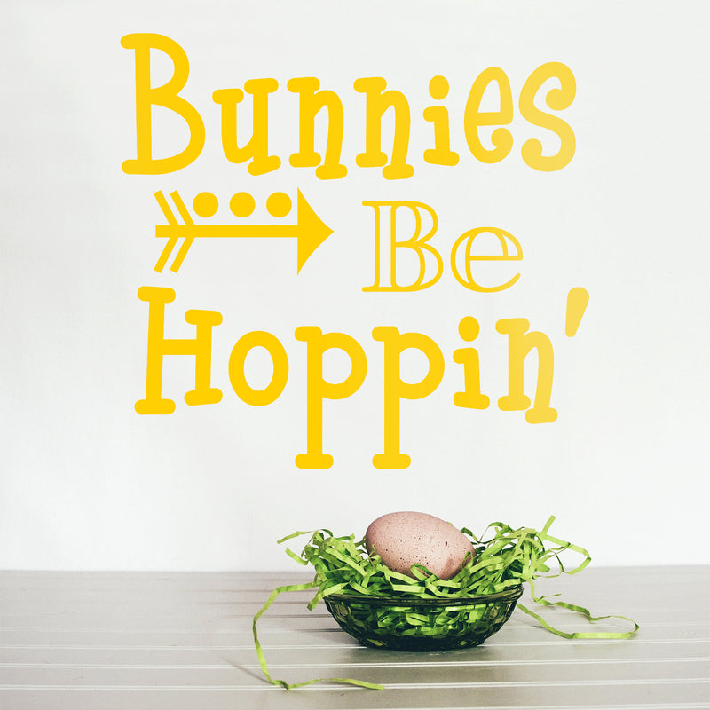 Easter Day Vinyl Wall Art Decal - Bunnies Be Hoppin - 21" x 23" - Resurrection Sunday Pascha Holiday Modern Cute Home Living Room Bedroom Apartment Office Work Decor (21" x 23"; Yellow) 3