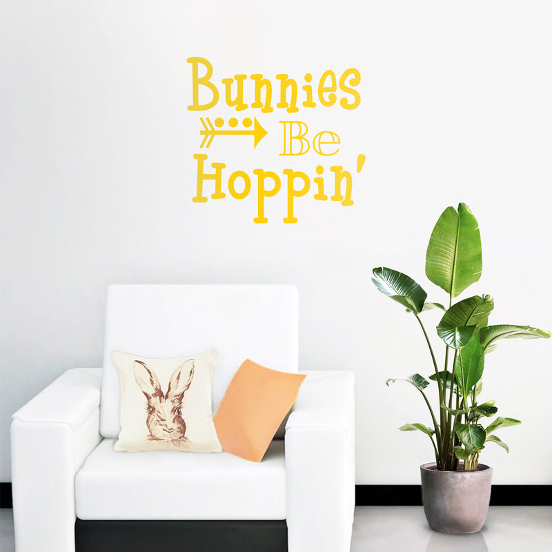 Easter Day Vinyl Wall Art Decal - Bunnies Be Hoppin - 21" x 23" - Resurrection Sunday Pascha Holiday Modern Cute Home Living Room Bedroom Apartment Office Work Decor (21" x 23"; Yellow) 4