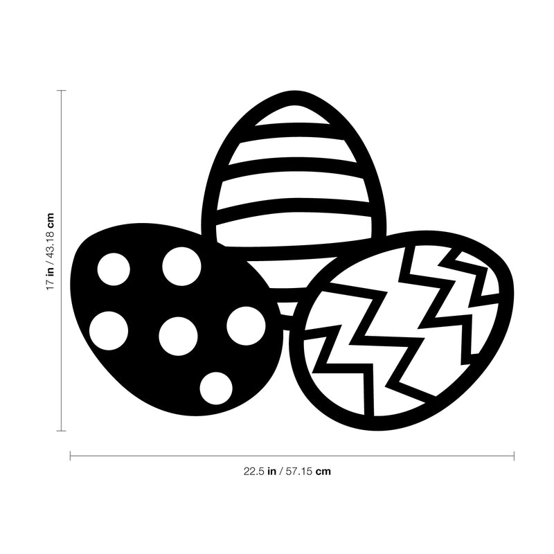 Easter Day Vinyl Wall Art Decal - 3 Easter Eggs - 17" x 22.5" - Resurrection Sunday Pascha Holiday Modern Cute Home Living Room Bedroom Apartment Office Work Nursery Decor (17" x 22.5"; Black) 4