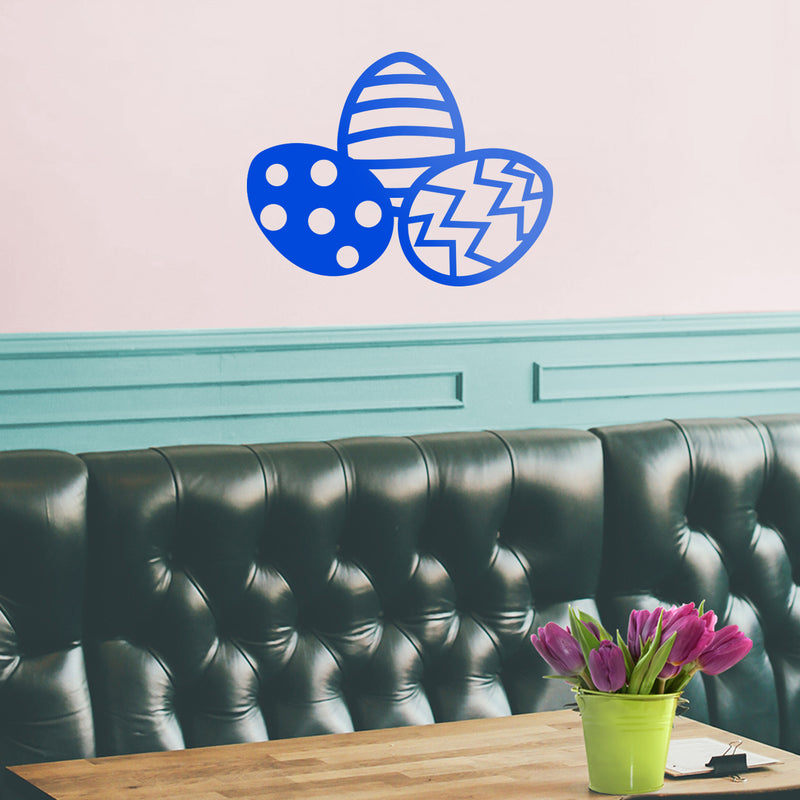 Easter Day Vinyl Wall Art Decal - 3 Easter Eggs - 17" x 22.5" - Resurrection Sunday Pascha Holiday Modern Cute Home Living Room Bedroom Apartment Office Work Nursery Decor (17" x 22.5"; Blue) 1