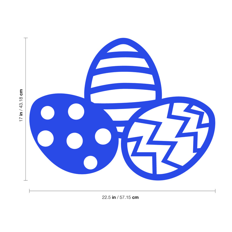 Easter Day Vinyl Wall Art Decal - 3 Easter Eggs - 17" x 22.5" - Resurrection Sunday Pascha Holiday Modern Cute Home Living Room Bedroom Apartment Office Work Nursery Decor (17" x 22.5"; Blue) 3