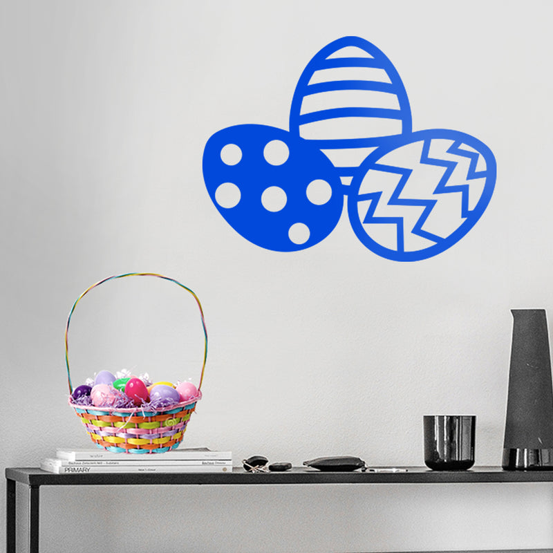 Easter Day Vinyl Wall Art Decal - 3 Easter Eggs - 17" x 22.5" - Resurrection Sunday Pascha Holiday Modern Cute Home Living Room Bedroom Apartment Office Work Nursery Decor (17" x 22.5"; Blue) 4