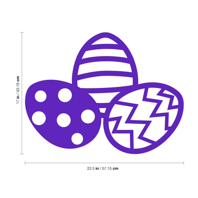 Easter Day Vinyl Wall Art Decal - 3 Easter Eggs - 17" x 22.5" - Resurrection Sunday Pascha Holiday Modern Cute Home Living Room Bedroom Apartment Office Work Nursery Decor (17" x 22.5"; Purple) 2