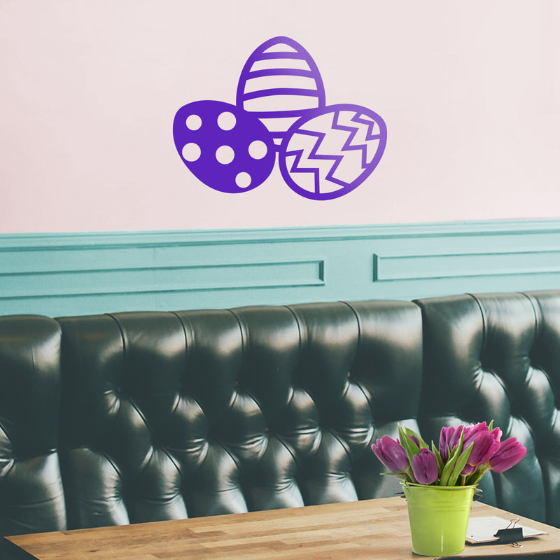 Easter Day Vinyl Wall Art Decal - 3 Easter Eggs - 17" x 22.5" - Resurrection Sunday Pascha Holiday Modern Cute Home Living Room Bedroom Apartment Office Work Nursery Decor (17" x 22.5"; Purple) 4