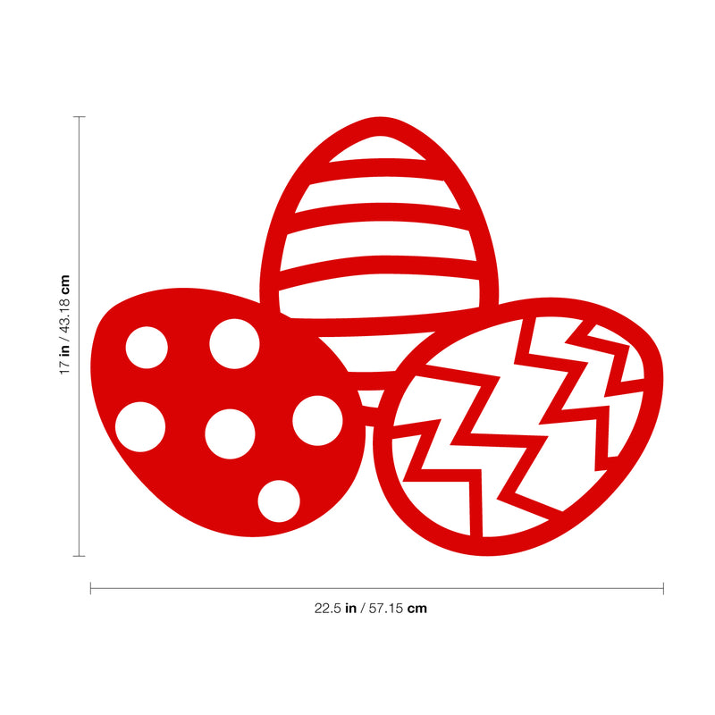 Easter Day Vinyl Wall Art Decal - 3 Easter Eggs - 17" x 22.5" - Resurrection Sunday Pascha Holiday Modern Cute Home Living Room Bedroom Apartment Office Work Nursery Decor (17" x 22.5"; Red) 4