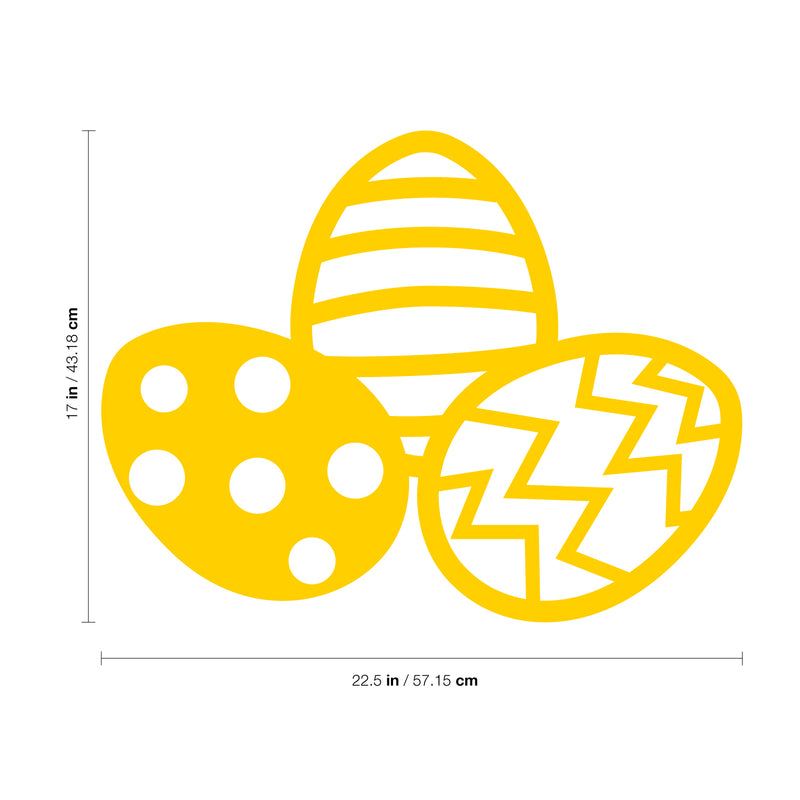 Easter Day Vinyl Wall Art Decal - 3 Easter Eggs - 17" x 22.5" - Resurrection Sunday Pascha Holiday Modern Cute Home Living Room Bedroom Apartment Office Work Nursery Decor (17" x 22.5"; Yellow) 1