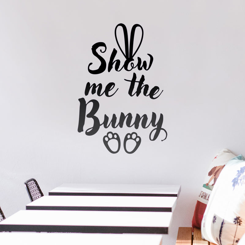 Easter Day Vinyl Wall Art Decal - Show Me The Bunny - 22.5" x 15" - Ears and Feet Resurrection Sunday Pascha Holiday Modern Cute Home Living Room Bedroom Apartment Nursery Decor (22.5" x 15"; Black) 2