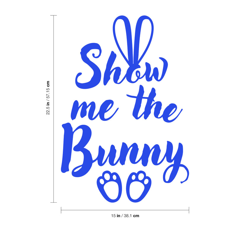 Easter Day Vinyl Wall Art Decal - Show Me The Bunny - 22.5" x 15" - Ears and Feet Resurrection Sunday Pascha Holiday Modern Cute Home Living Room Bedroom Apartment Nursery Decor (22.5" x 15"; Blue) 2