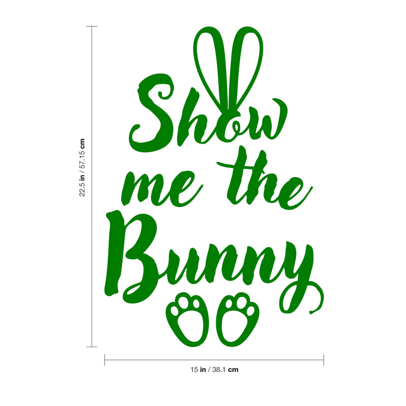 Easter Day Vinyl Wall Art Decal - Show Me The Bunny - 22.5" x 15" - Ears and Feet Resurrection Sunday Pascha Holiday Modern Cute Home Living Room Bedroom Apartment Nursery Decor (22.5" x 15"; Green) 2