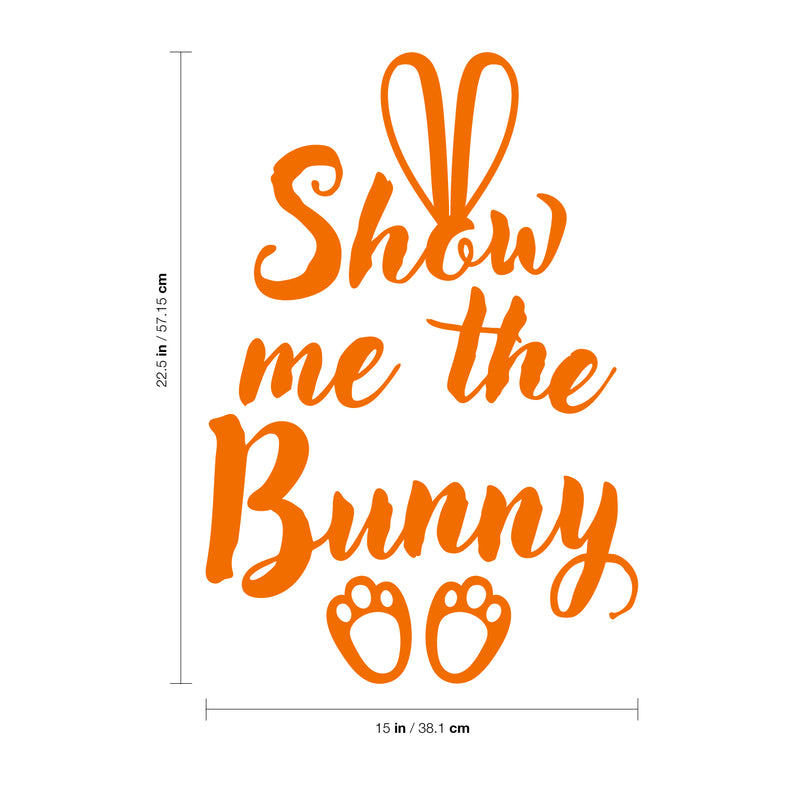 Easter Day Vinyl Wall Art Decal - Show Me The Bunny - 22.5" x 15" - Ears and Feet Resurrection Sunday Pascha Holiday Modern Cute Home Living Room Bedroom Apartment Nursery Decor (22.5" x 15"; Orange) 4