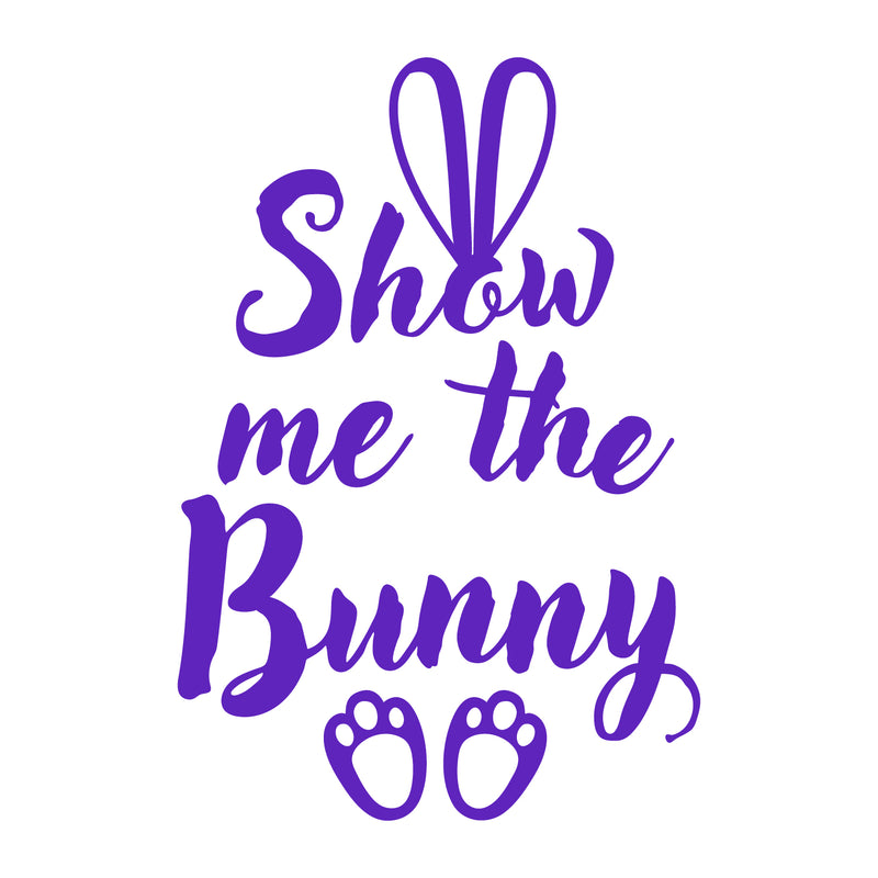 Easter Day Vinyl Wall Art Decal - Show Me The Bunny - 22.5" x 15" - Ears and Feet Resurrection Sunday Pascha Holiday Modern Cute Home Living Room Bedroom Apartment Nursery Decor (22.5" x 15"; Purple) 1