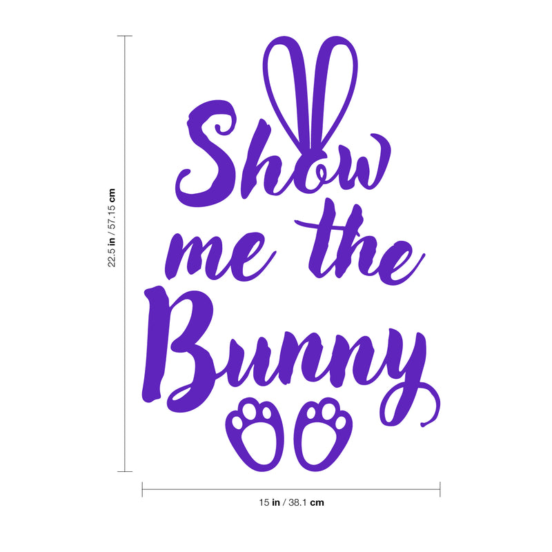 Easter Day Vinyl Wall Art Decal - Show Me The Bunny - 22.5" x 15" - Ears and Feet Resurrection Sunday Pascha Holiday Modern Cute Home Living Room Bedroom Apartment Nursery Decor (22.5" x 15"; Purple) 2