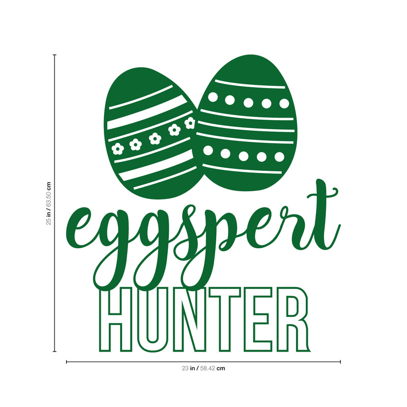 Easter Day Vinyl Wall Art Decal - Eggspert Hunter - 25" x 23" - Eggs Resurrection Sunday Pascha Holiday Modern Cute Home Living Room Bedroom Apartment Nursery Playroom Decor (25" x 23"; Green) 2